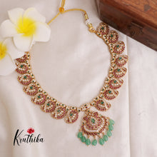 Premium AD Mango necklace with green Beads NC1920 [Available in 2 colours]