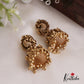 Beautiful Lakshmi Peacock Jhumkas with Golden Beads Drops E902