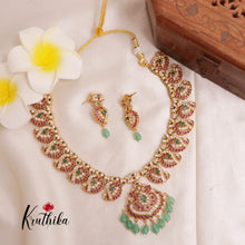 Premium AD Mango necklace with green Beads NC1920 [Available in 2 colours]