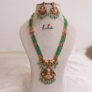 Premium green beads Lakshmi Peacock Haaram LH1845