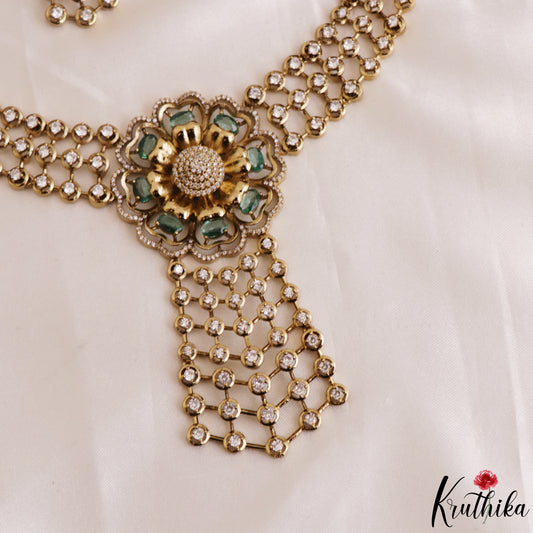 Pretty Floral Motifs CZ Victorian Necklace NC3167