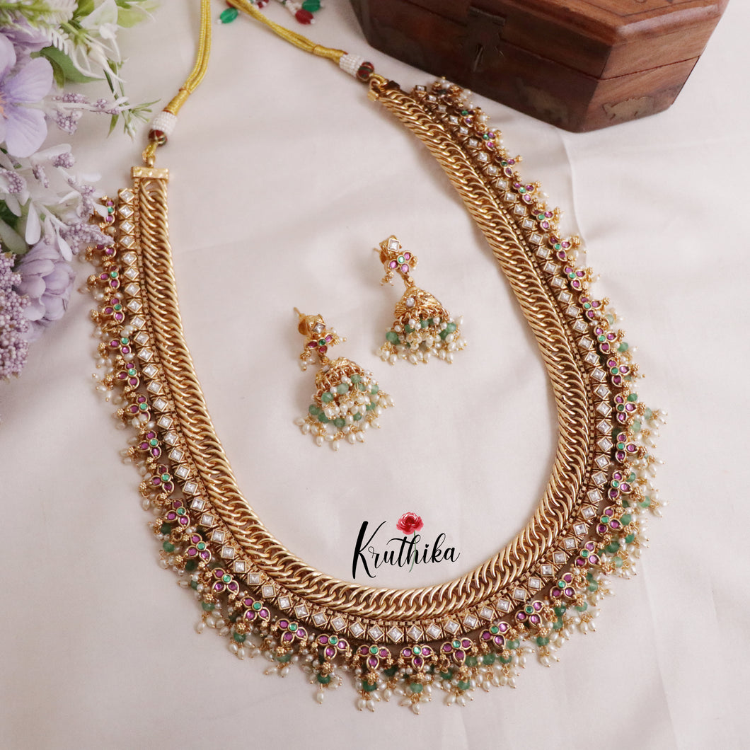 Grand No-Idol Jadau Floral Jalebi Style Haaram LH1901