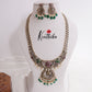 Royal Antique Victorian Kundan Lakshmi Pendant Necklace with Green Beads Drops LH1979