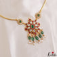 Pretty Floral Motifs Jadau Hasli Choker With Green Bead Drops NC3199