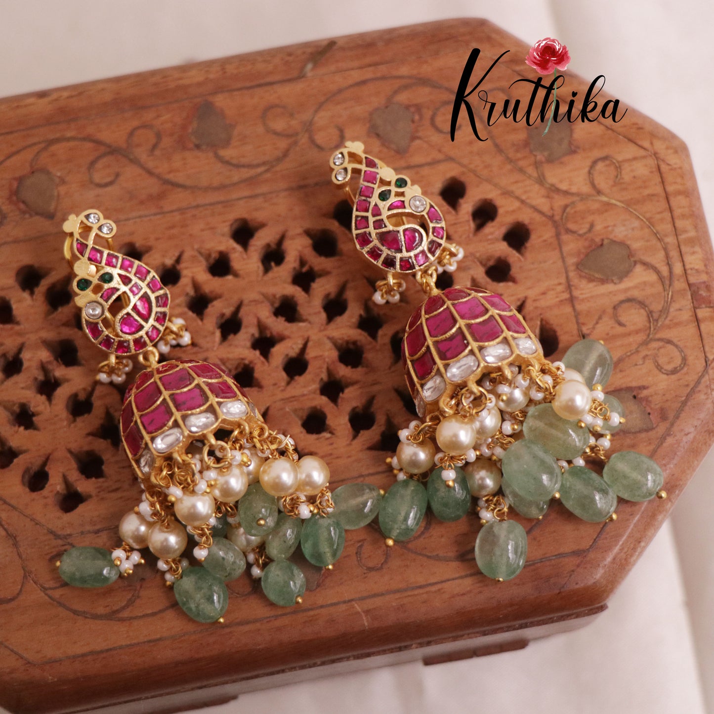 Elegant Peacock Jadau Jhumkas E496
