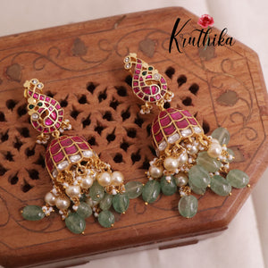 Elegant Peacock Jadau Jhumkas E496