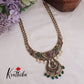 Royal Antique Victorian Kundan Lakshmi Pendant Necklace with Green Beads Drops LH1979