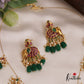 Classic Elephant Motifs Jadau Invisible Chain With Green Bead Drops NC2741