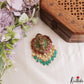 Premium Antique Nagas Lakshmi Motifs Jadau Pendant Set With Green Bead Drops PS305