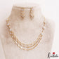 Elegant Floral Motifs Multi Layered Gold-Tone AD Necklace NC3168