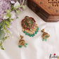Premium Antique Nagas Lakshmi Motifs Jadau Pendant Set With Green Bead Drops PS305