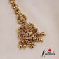 Beautiful Antique Lakshmi Maang Tikka With Pearl And Bead Drops MT319 (Available In 2 Colors)