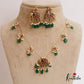 Classic Elephant Motifs Jadau Invisible Chain With Green Bead Drops NC2741