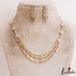 Elegant Floral Motifs Multi Layered Gold-Tone AD Necklace NC3168