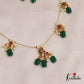 Classic Peacock Motifs Jadau Invisible Chain With Green Bead Drops NC2752
