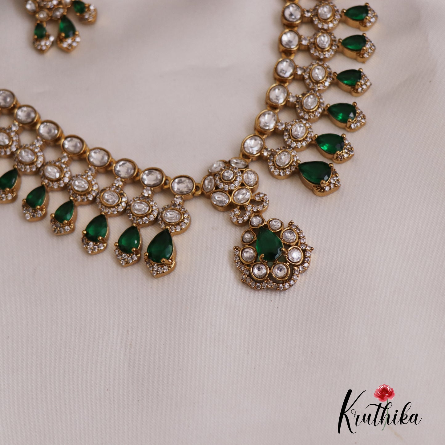 Elegant Teardrop AD Victorian Moissanite Necklace NC2667 (Available In 2 Colors)