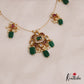 Trendy Floral Motifs Jadau Invisible Chain With Green Bead Drops NC2742