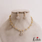 Elegant Floral Diamond-Finish Gold-Tone AD Necklace NC2916