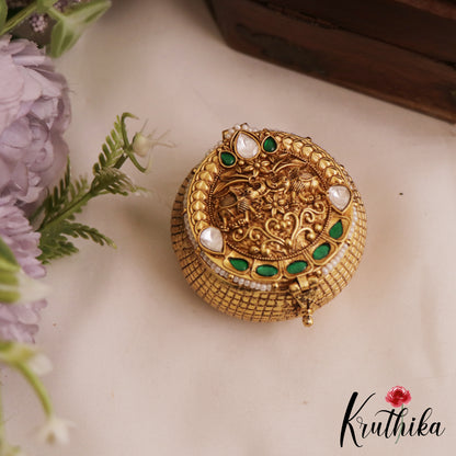 Beautiful Antique Elephant Motifs Kumkum Box K23 (Available In 4 Colors)