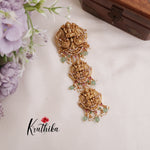 Grand Temple Lakshmi Jada Billa with Pastel Green Bead Drops J155