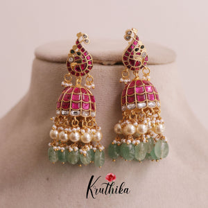 Elegant Peacock Jadau Jhumkas E496