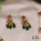 Trendy Floral Motifs Jadau Invisible Chain With Green Bead Drops NC2742