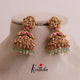 Pre order Booking-Royal Lakshmi Antique Jadau Jhumkas with Pastel Green Beads E487-Pre order booking 7 days