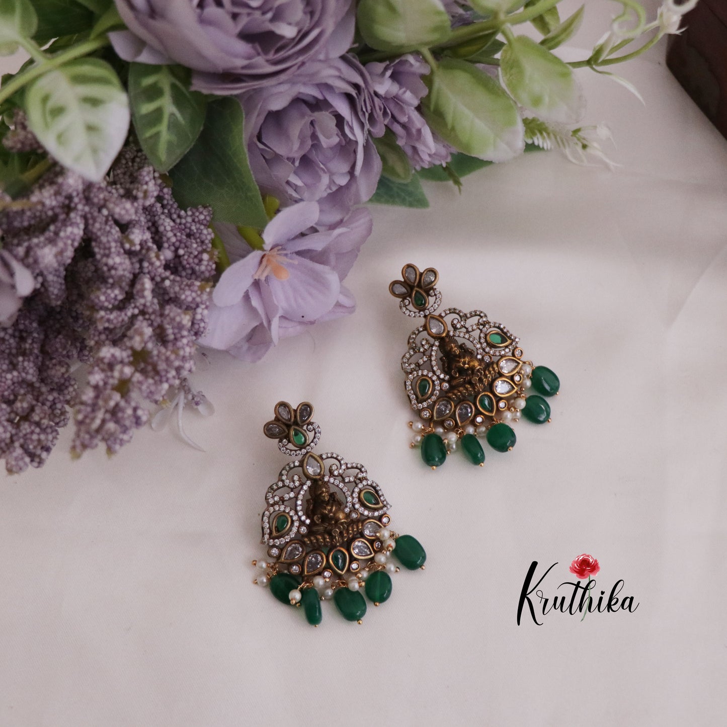 Trendy Temple Lakshmi Pearl Long Haaram with Beads Drops LH1978