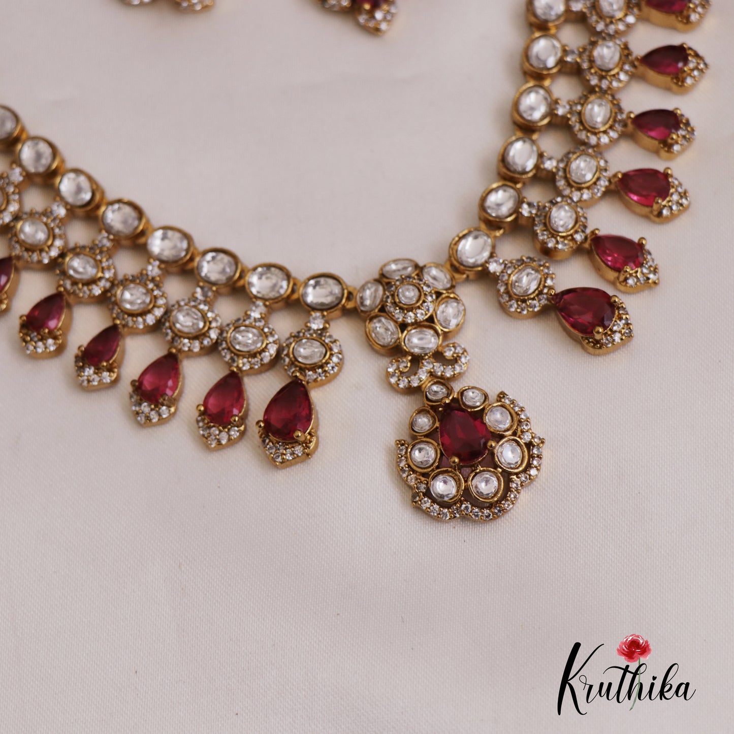 Elegant Teardrop AD Victorian Moissanite Necklace NC2667 (Available In 2 Colors)