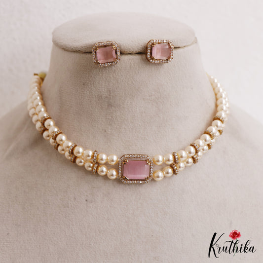 Elegant Multi Pearl Strand CZ Victorian Choker NC3130 (Available In 5 Colors)