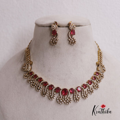 Gracious Peacock AD Victorian Necklace NC2517 (Available In 4 Colours)