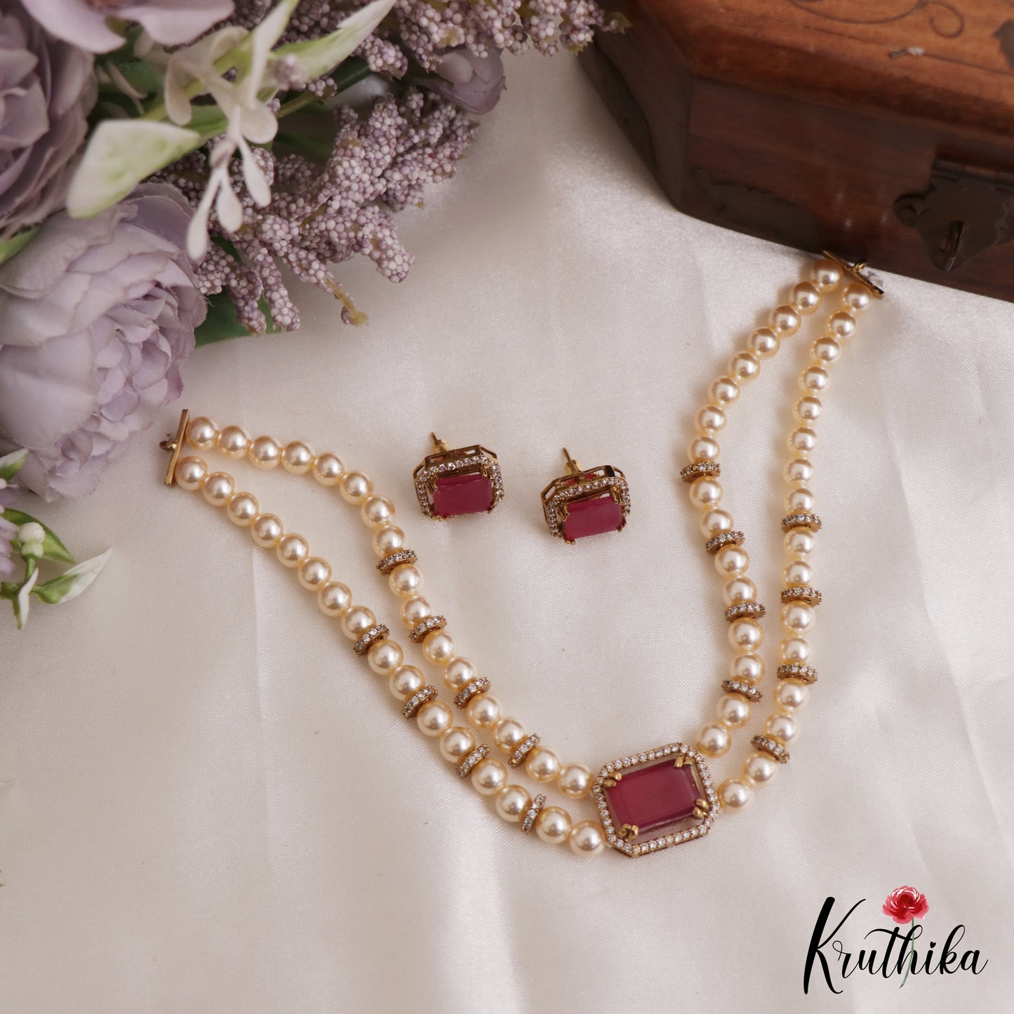 Elegant Multi Pearl Strand CZ Victorian Choker NC3130 (Available In 5 Colors)