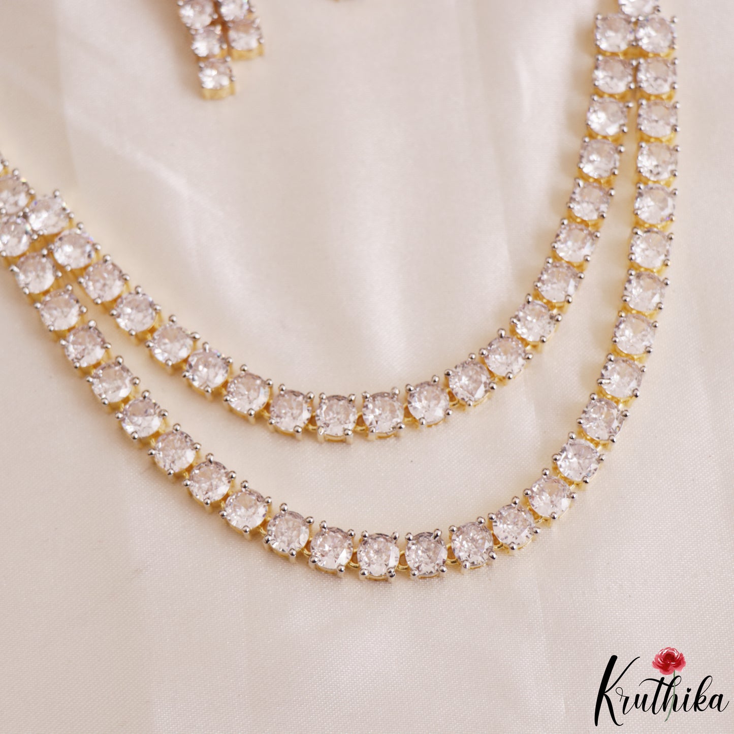 Sparkling Multi Layered Gold-Tone AD Necklace NC3169