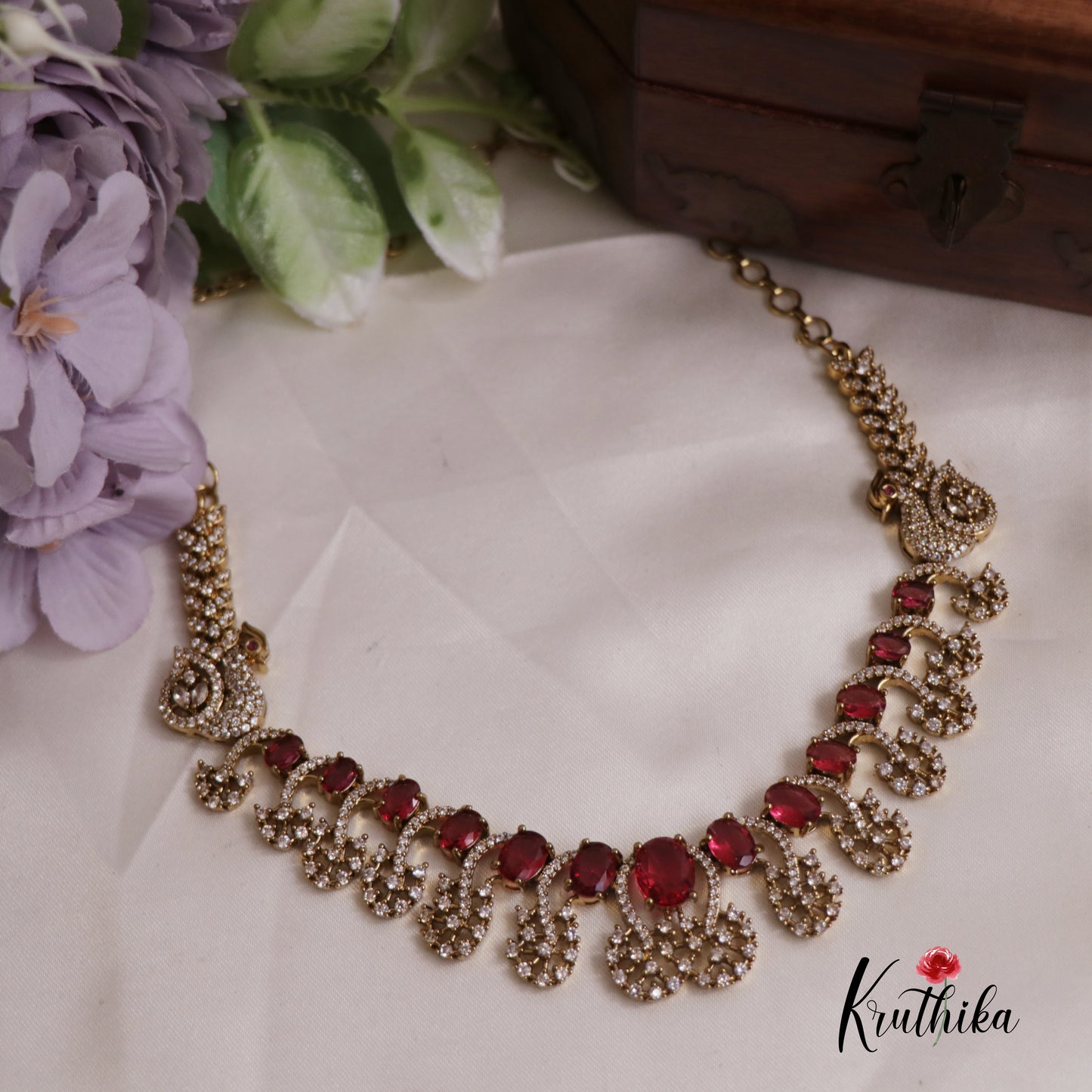 Gracious Peacock AD Victorian Necklace NC2517 (Available In 4 Colours)