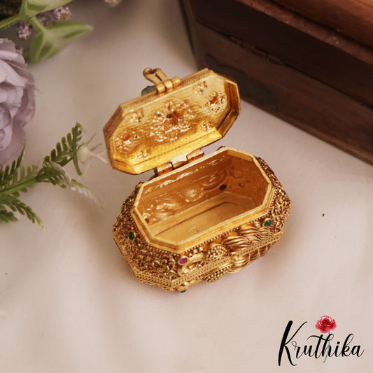 Classic Antique Floral Peacock Motifs Kumkum Box K24