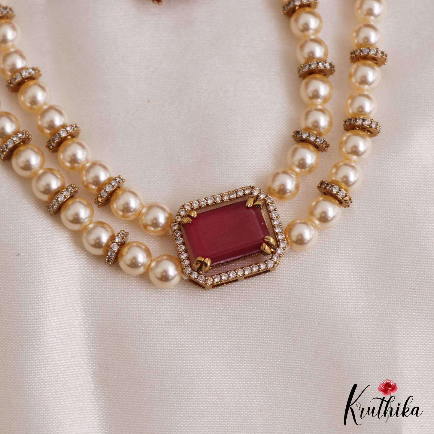 Elegant Multi Pearl Strand CZ Victorian Choker NC3130 (Available In 5 Colors)