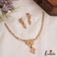Classic Floral Motifs Diamond-Finish Gold-Tone AD Necklace NC2984