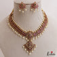 Gorgeous Floral Motifs Kemp Necklace With Pearl Drops NC3102