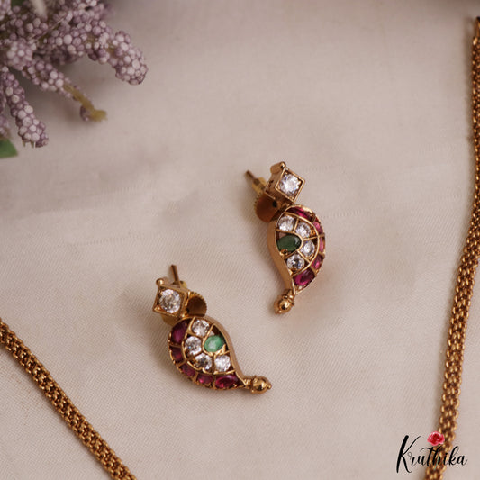 Classic Floral Mango Motifs Jadau Necklace With Pearl Drops NC3035