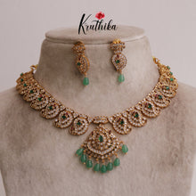 Premium AD Mango necklace with green Beads NC1920 [Available in 2 colours]