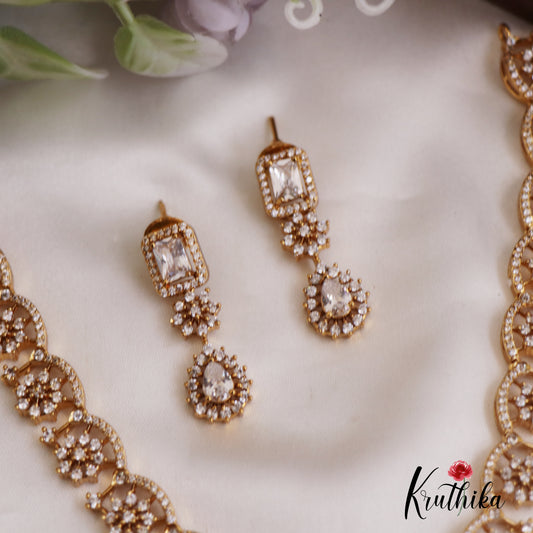 Sparkling Floral Motifs AD Necklace NC2669 (Available In 2 Colors)
