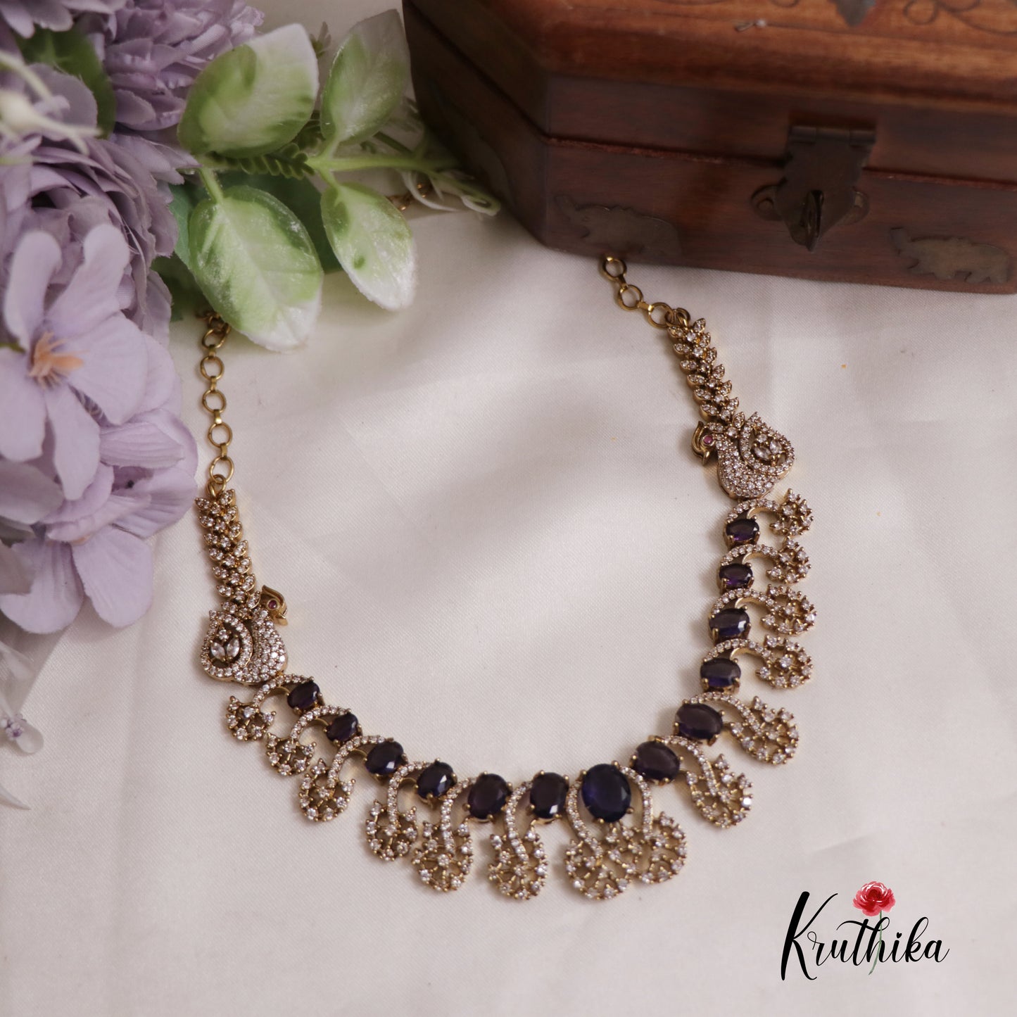 Gracious Peacock AD Victorian Necklace NC2517 (Available In 4 Colours)