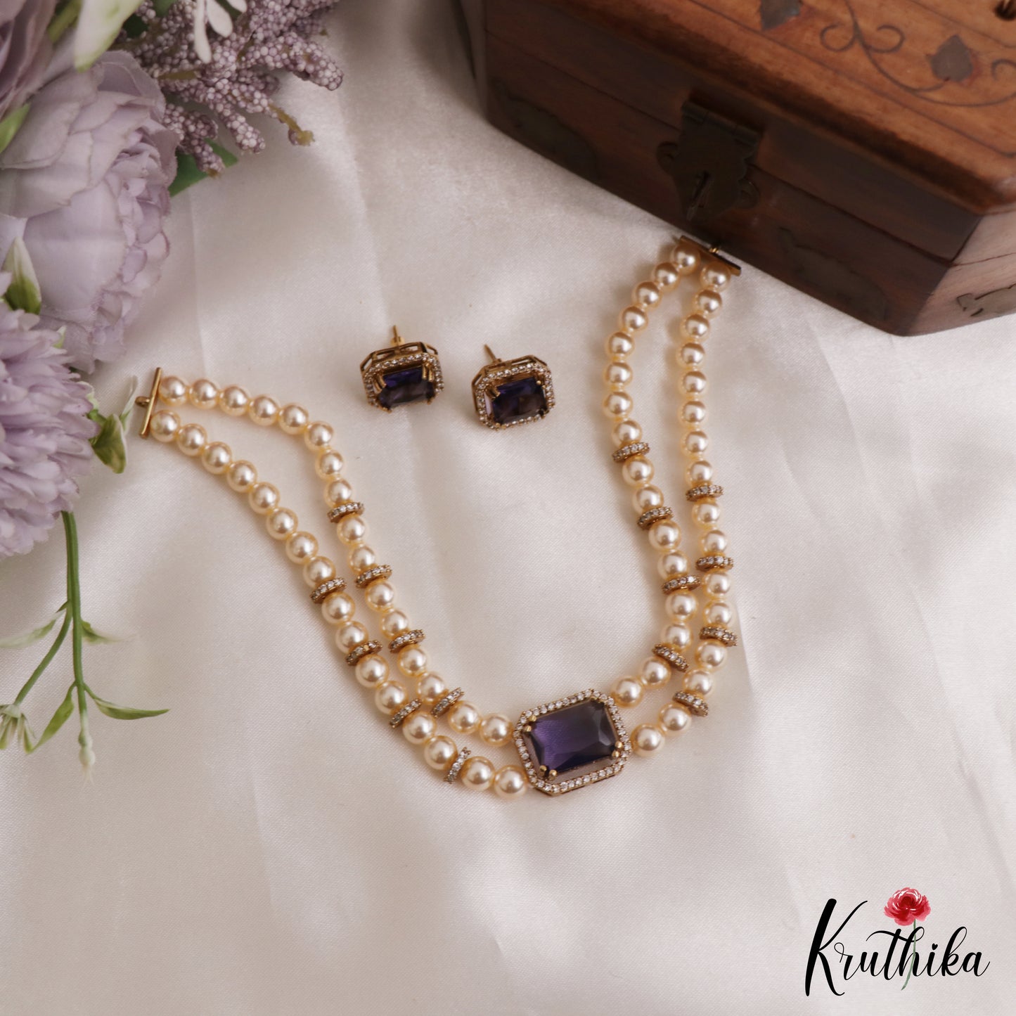 Elegant Multi Pearl Strand CZ Victorian Choker NC3130 (Available In 5 Colors)