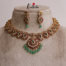Premium AD Mango necklace with green Beads NC1920 [Available in 2 colours]