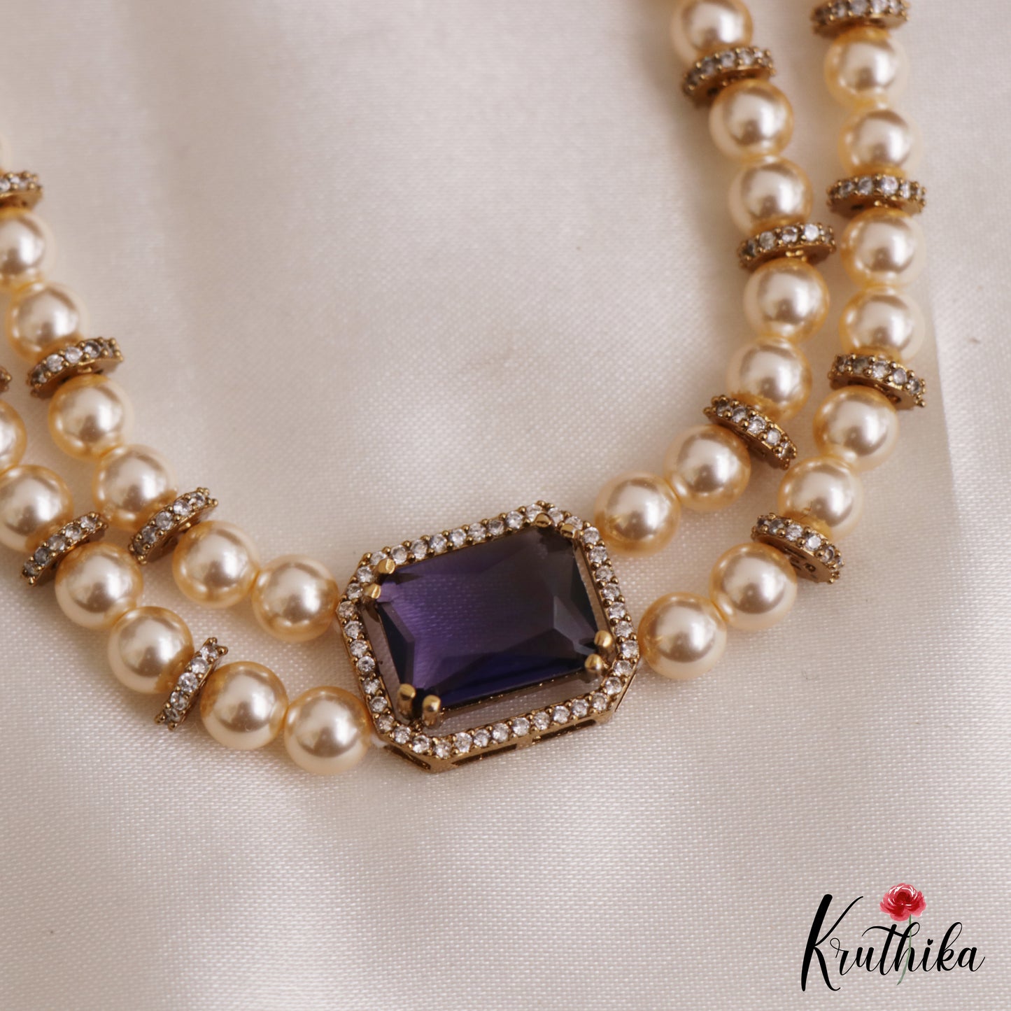 Elegant Multi Pearl Strand CZ Victorian Choker NC3130 (Available In 5 Colors)