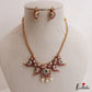 Classic Floral Mango Motifs Jadau Necklace With Pearl Drops NC3035