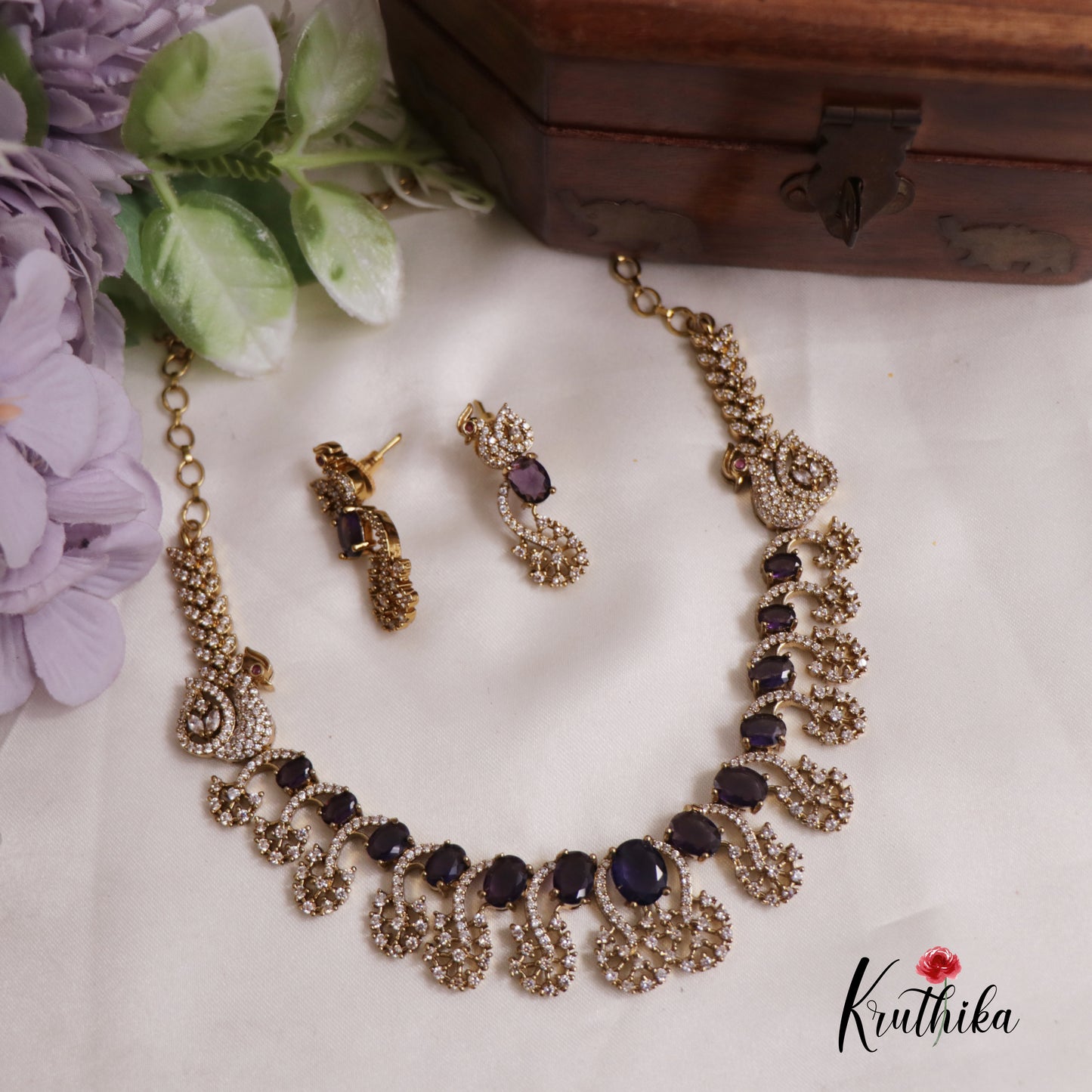 Gracious Peacock AD Victorian Necklace NC2517 (Available In 4 Colours)