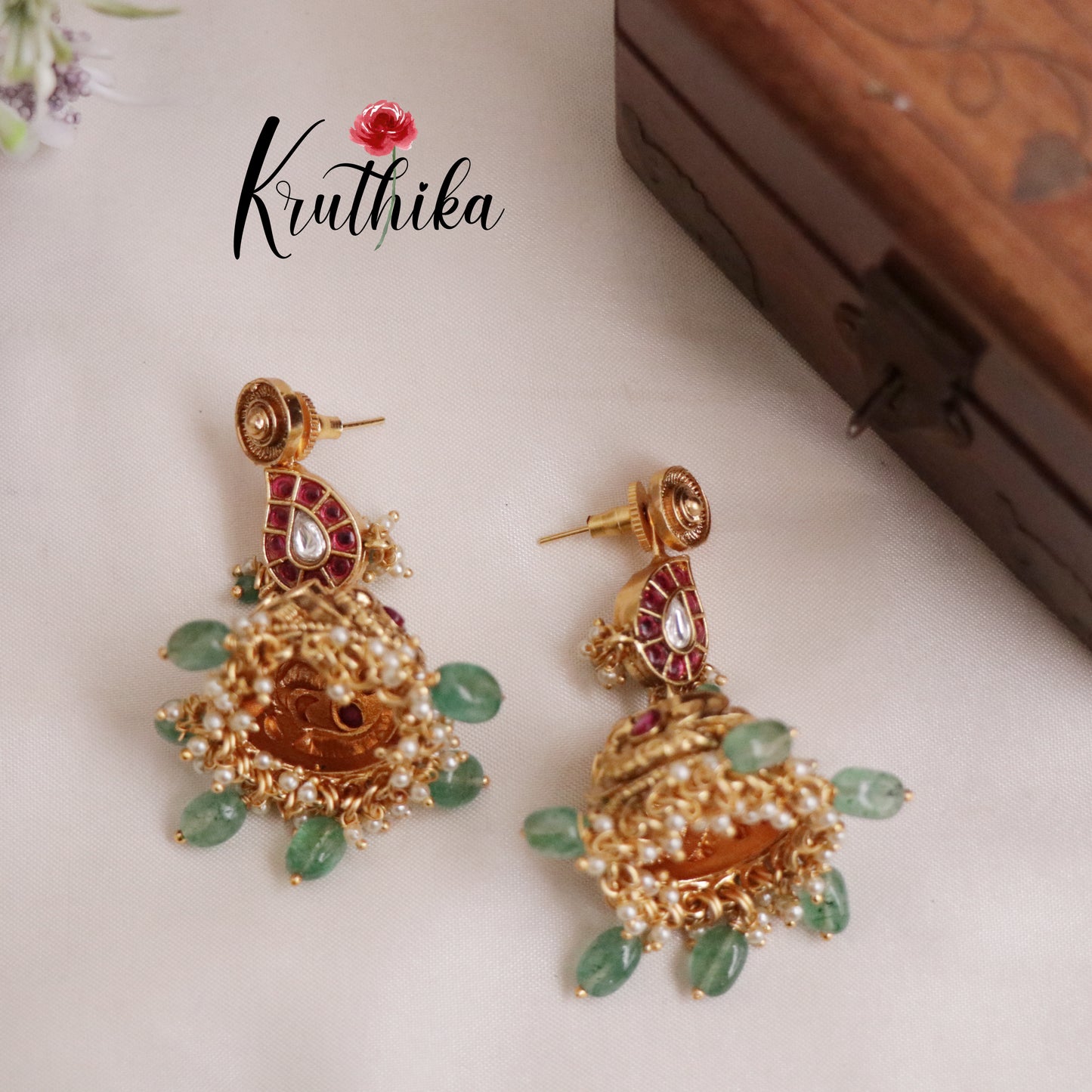 Beautiful Antique Peacock Design Jadau Jhumkas E427