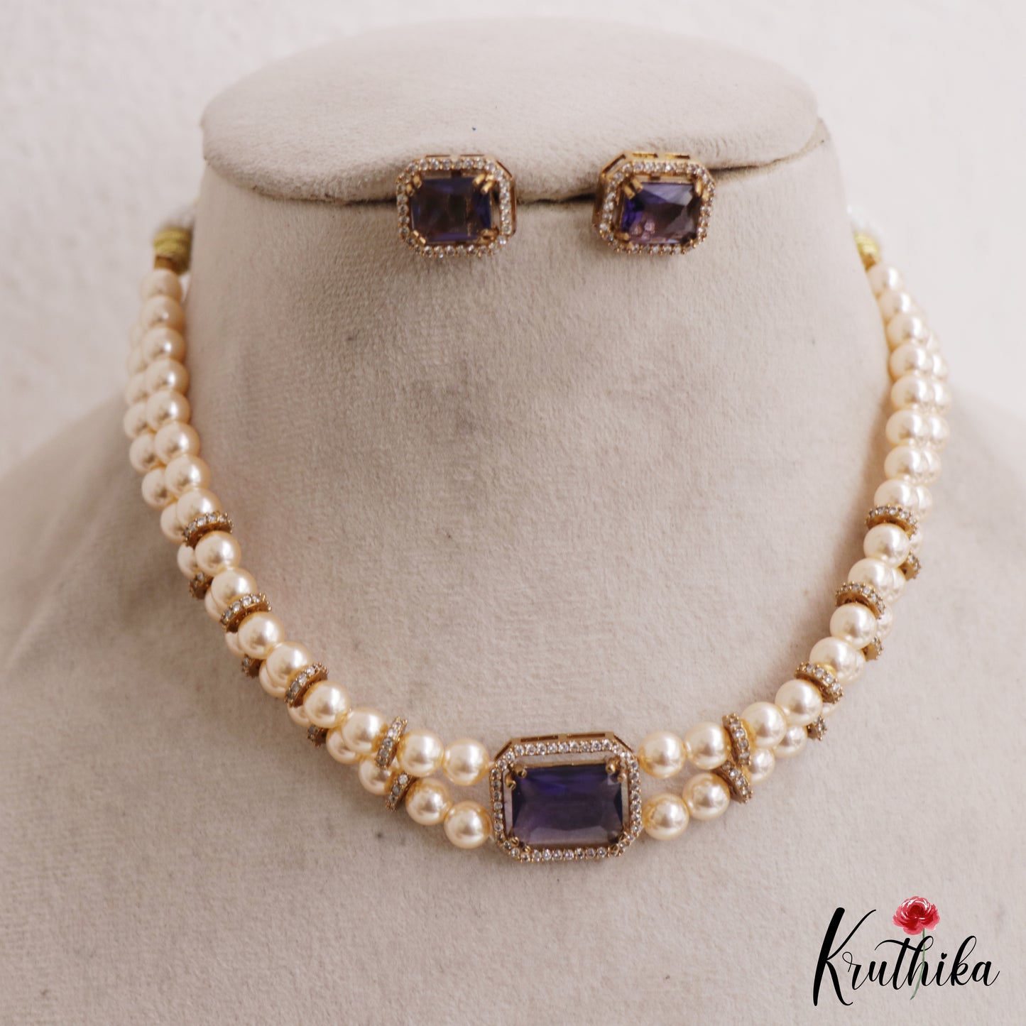 Elegant Multi Pearl Strand CZ Victorian Choker NC3130 (Available In 5 Colors)