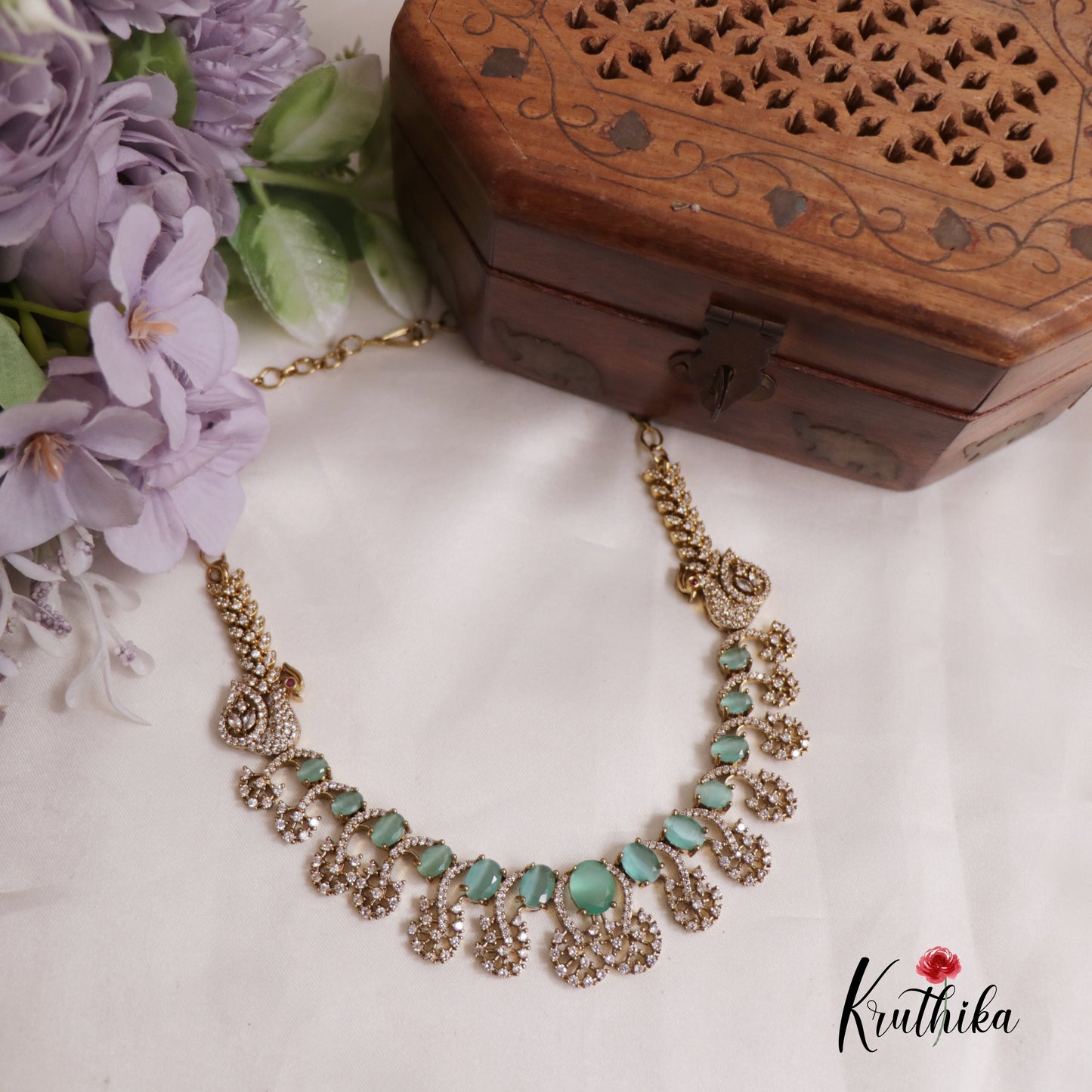 Gracious Peacock AD Victorian Necklace NC2517 (Available In 4 Colours)